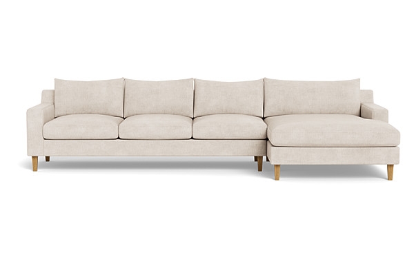 Sloan 4-Seat  Chaise Sectional, 134" length, 40" Deep, Square Tapered Oak Leg, Down Alternative Fill, Extra Wide Chaise, Standard Depth Chaise - Image 0