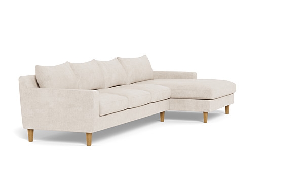 Sloan 4-Seat  Chaise Sectional, 134" length, 40" Deep, Square Tapered Oak Leg, Down Alternative Fill, Extra Wide Chaise, Standard Depth Chaise - Image 2