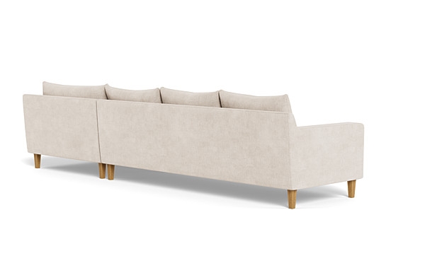 Sloan 4-Seat  Chaise Sectional, 134" length, 40" Deep, Square Tapered Oak Leg, Down Alternative Fill, Extra Wide Chaise, Standard Depth Chaise - Image 3