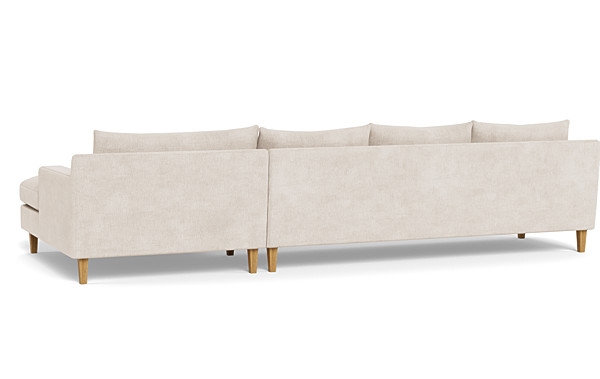 Sloan 4-Seat  Chaise Sectional, 134" length, 40" Deep, Square Tapered Oak Leg, Down Alternative Fill, Extra Wide Chaise, Standard Depth Chaise - Image 4