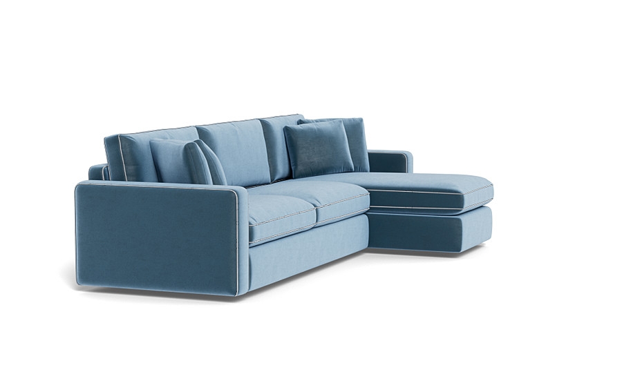 James 3-Seat  Chaise Sectional with Storage with Custom Piping - Image 1