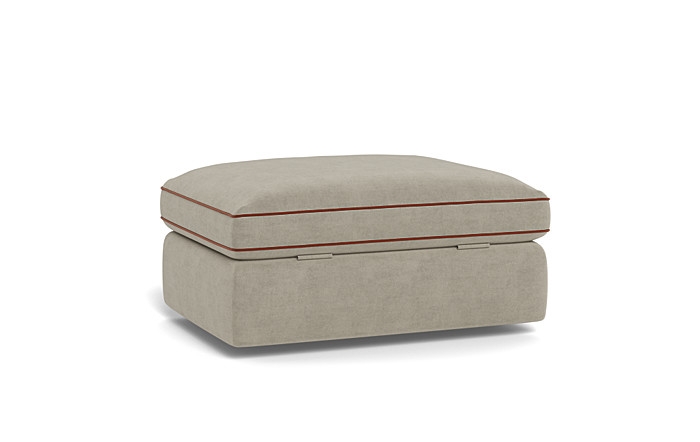 James Rectangle Ottoman with Contrast Piping and Storage Option - Image 4