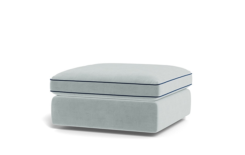 James Square Ottoman with Contrast Piping and Storage Option - Image 1