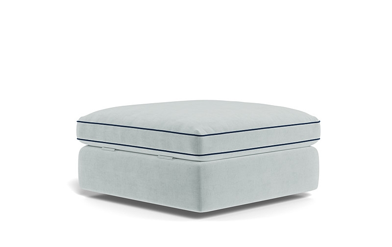 James Square Ottoman with Contrast Piping and Storage Option - Image 4