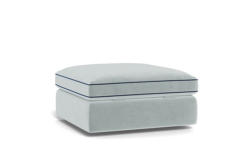 James Square Ottoman with Contrast Piping and Storage Option - Image 3