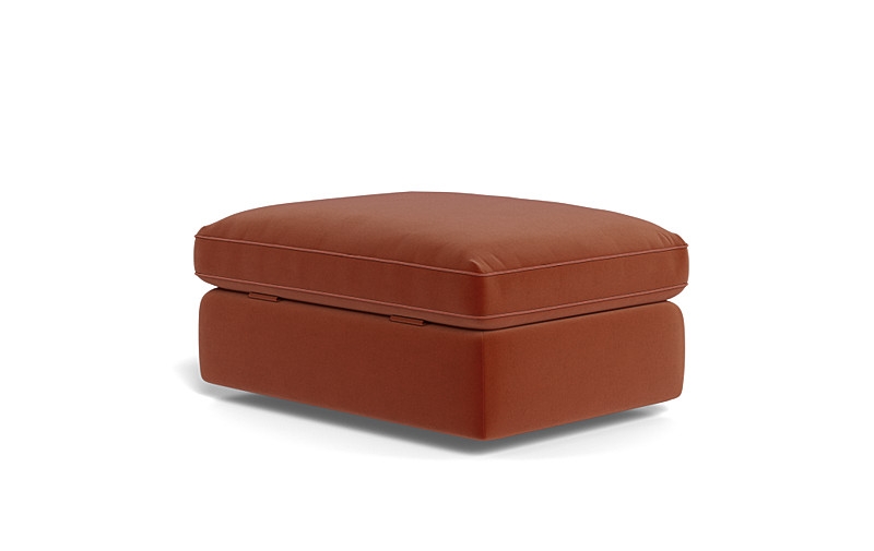 James Rectangle Ottoman with Contrast Piping and Storage Option - Image 1