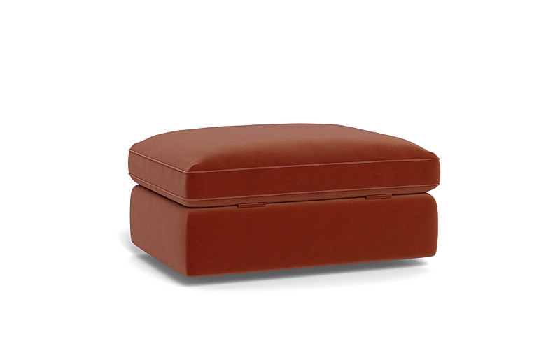 James Rectangle Ottoman with Contrast Piping and Storage Option - Image 3