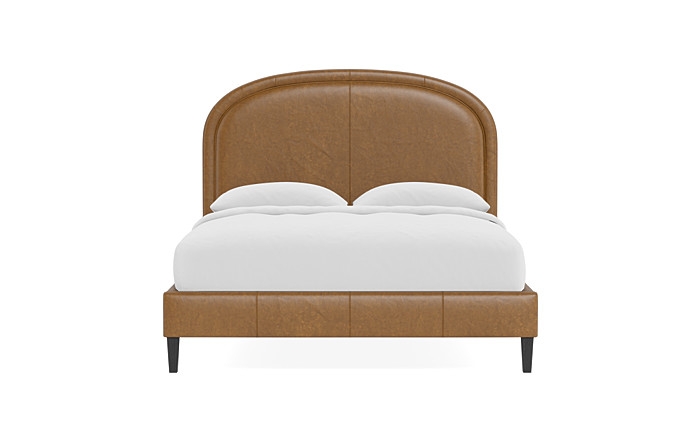 Anson Leather Upholstered Bed, Queen, Black Square Leg, 55" High - Image 0