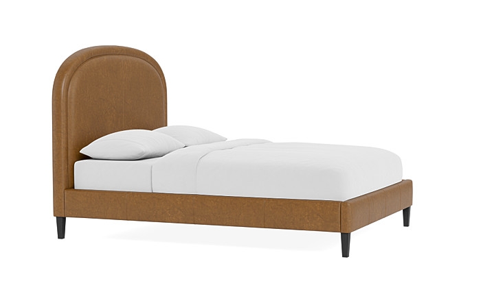 Anson Leather Upholstered Bed, Queen, Black Square Leg, 55" High - Image 1