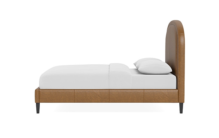 Anson Leather Upholstered Bed, Queen, Black Square Leg, 55" High - Image 4