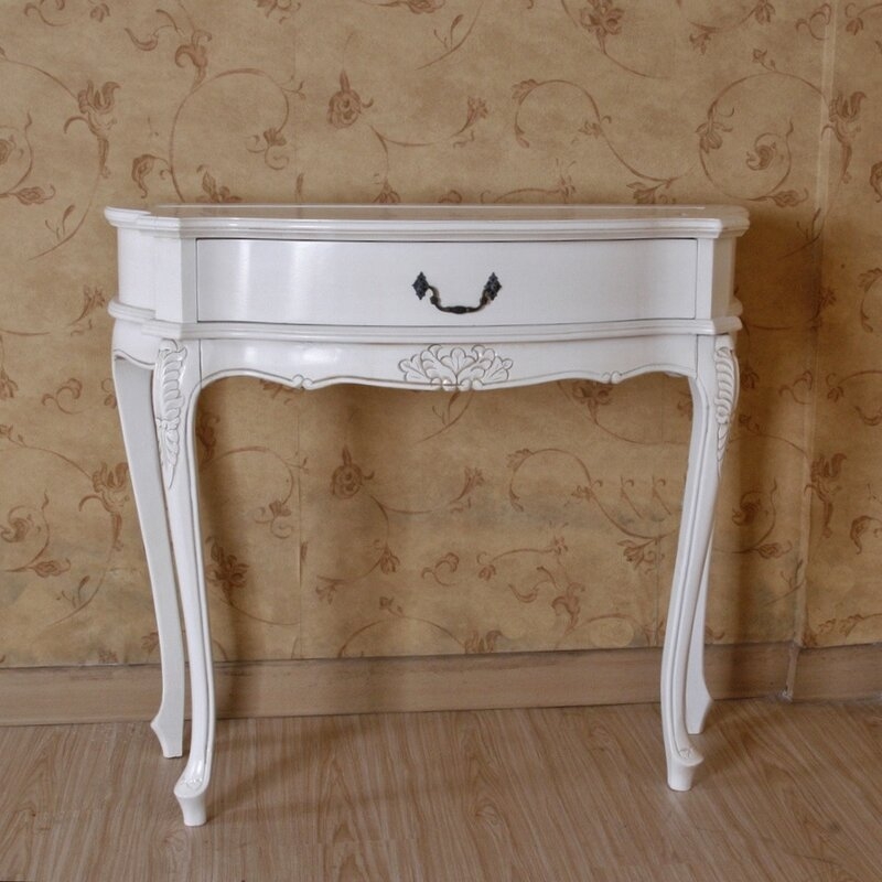Adelinna Hand Carved Antique White Console Table - Image 0