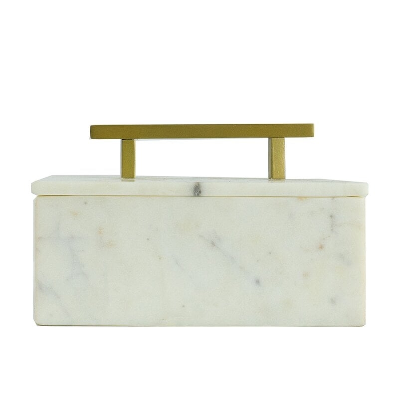 Bruner Box with Brass Handle - White - Image 0