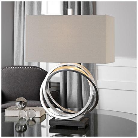 Soroca Silver Leaf Metallic Rings Table Lamp - Image 1