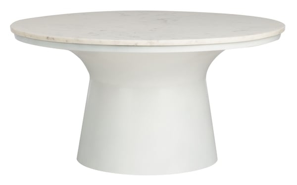 Mila Pedestal Coffee Table - White Marble/White - Safavieh - Image 0