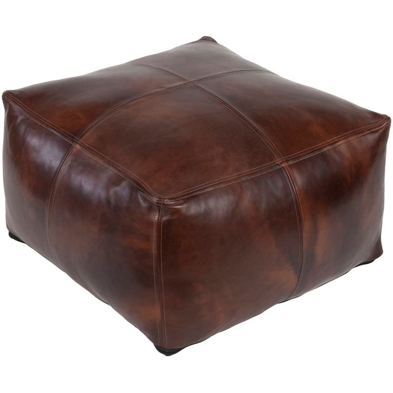 Brower Leather Pouf - Image 0