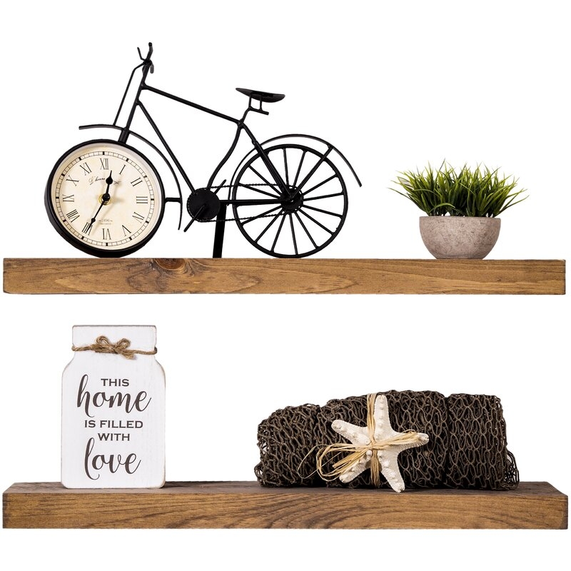 Sporgh 2 Piece Pine Solid Wood Floating Shelf - Image 1