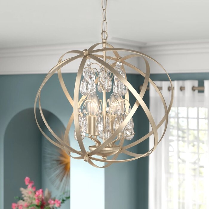 Chally 4 - Light Unique Globe Chandelier with Crystal Accents - Image 1