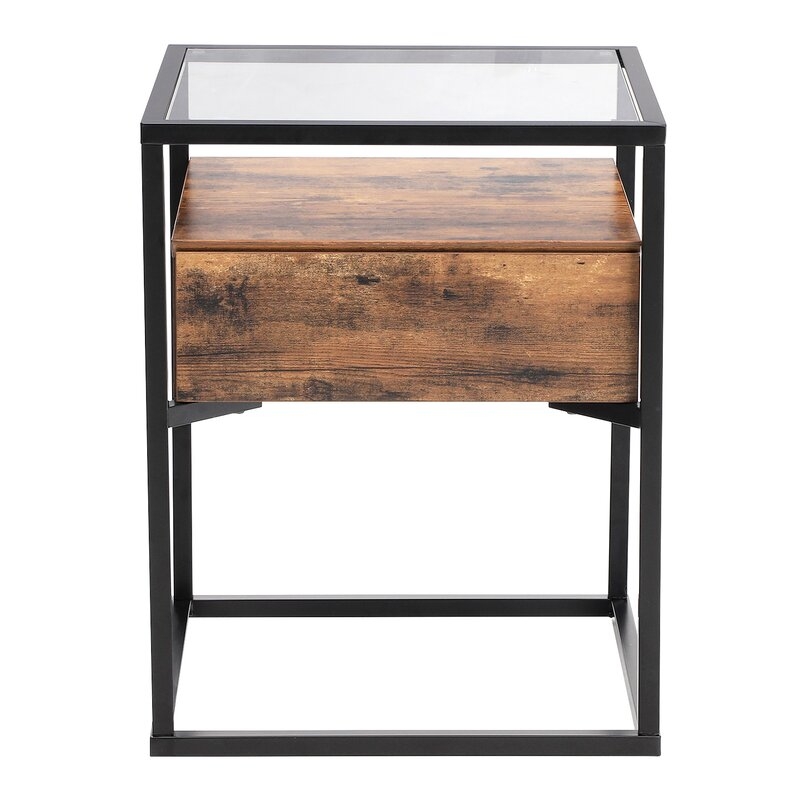 Cioffi Glass Frame End Table with Storage RESTOCK Oct 2, 2021. - Image 0