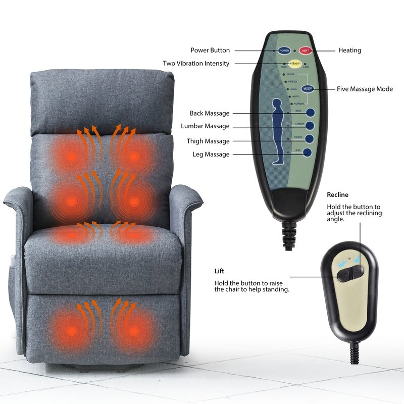 Abeale Reclining Heated Massage Chair with Ottoman - Image 2