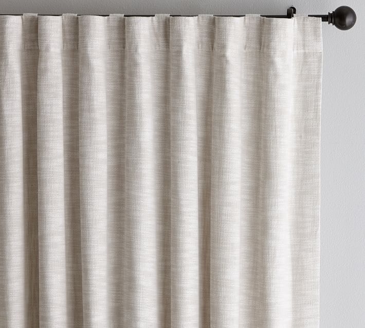 Seaton Textured Cotton Rod Pocket, Cotton Unlined Curtain, 100" x 108", Neutral - Image 0