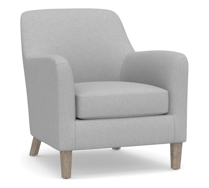 SoMa Burton Upholstered Armchair, Polyester Wrapped Cushions, Brushed Crossweave Light Gray - Image 0
