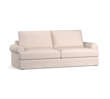 Canyon Roll Arm Slipcovered Sofa, Down Blend Wrapped Cushions, Basketweave Slub Ash - Image 3