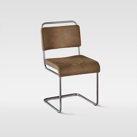 Industrial Cantilever Leather Chair, Mansum Leather, Sand/Gunmetal - Image 0