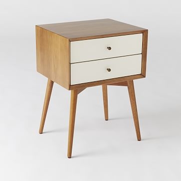 Mid-Century Nightstand, White Lacquer/Acorn - Image 0