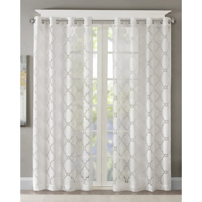 Breckenridge Geometric Sheer Grommet Single Curtain Panel - 95" - Image 0
