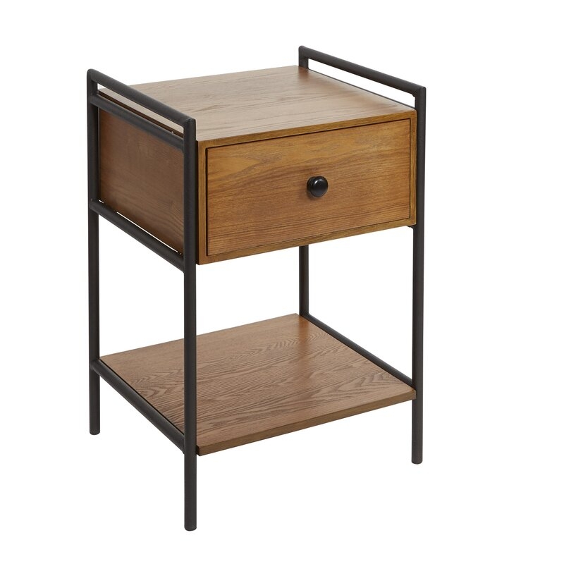 Jordy Farmhouse Industrial Bedside 1 Drawer Nightstand - Image 0