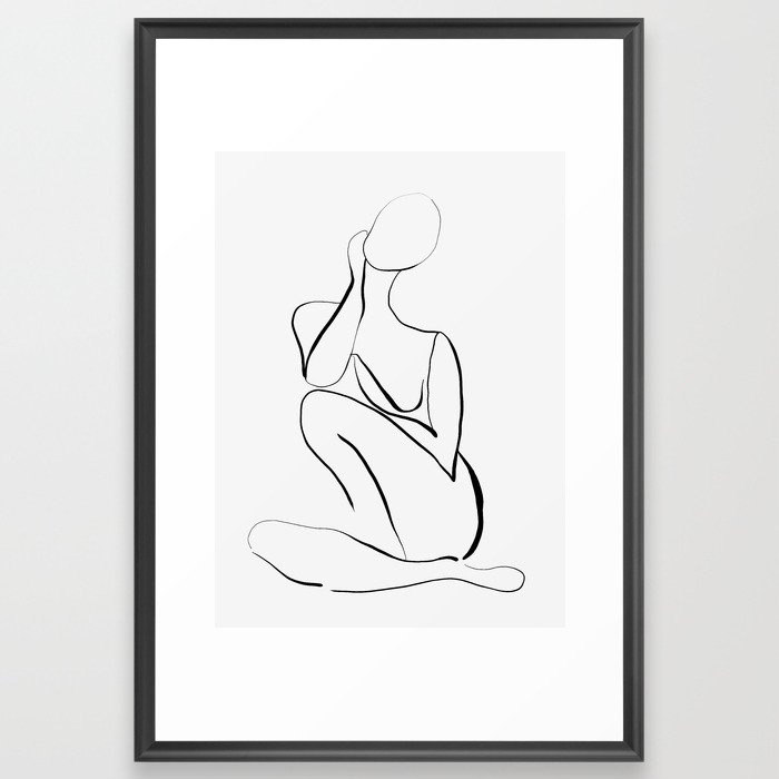 Female Figure Line Art Framed Art Print - Image 0