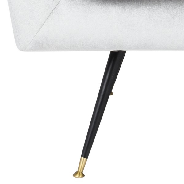 Nynette Velvet Retro Mid Century Accent Chair -  Light Grey - Safavieh - Image 4