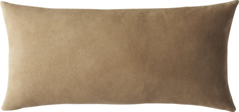 Suede Camel Tan Pillow  with Down-Alternative Insert - Image 0