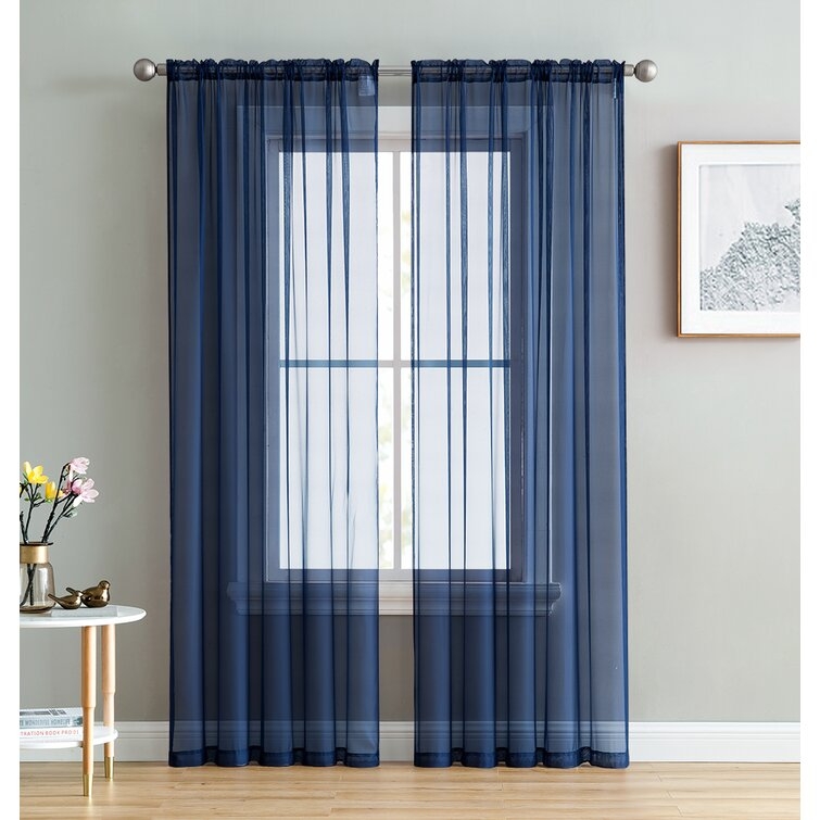 Janell Solid Sheer Rod Pocket Curtain Panels (Set of 2) - Image 0