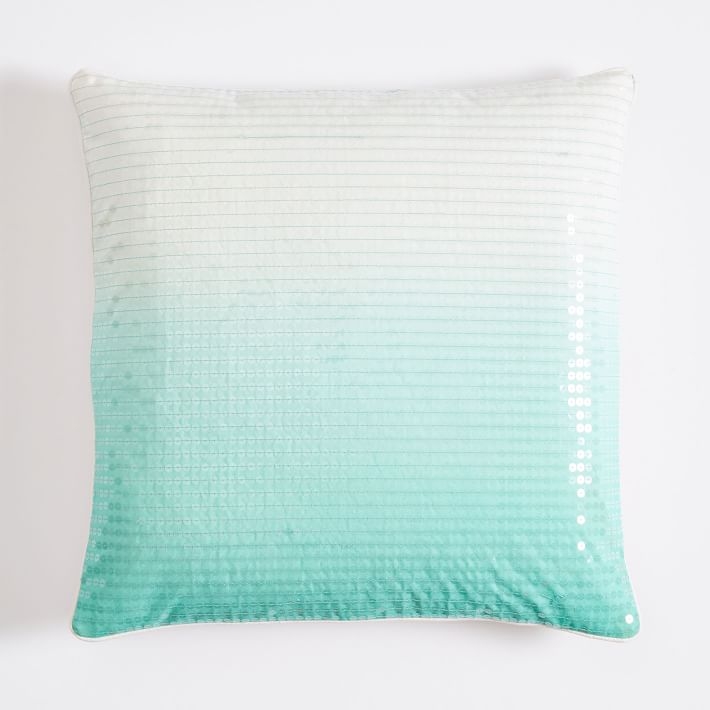 Ombre Sequin Pillow Cover, 18x18, Pool - Image 0