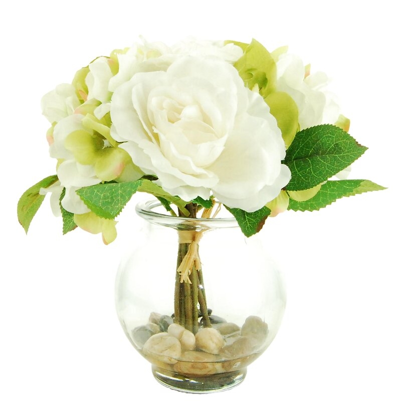 Mixed Floral in a Glass Vase with Faux Water - Image 0