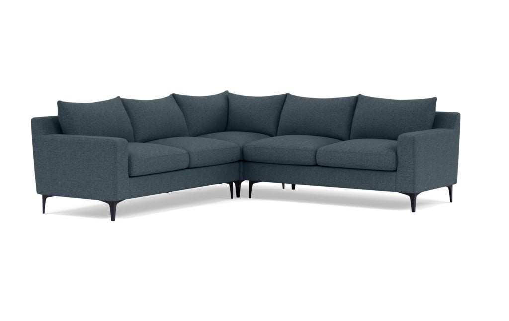 SLOAN Corner 4-Seat Sectional Sofa- Indigo with Black leg - Image 0