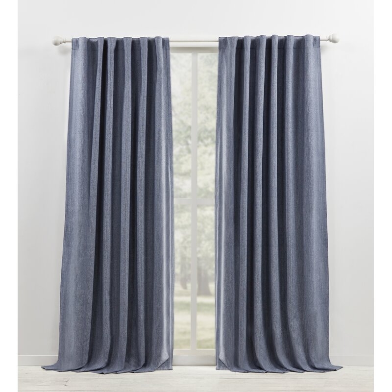 Sallie Blackout Cotton-Linen Blend Curtain Panel Blue - Image 0