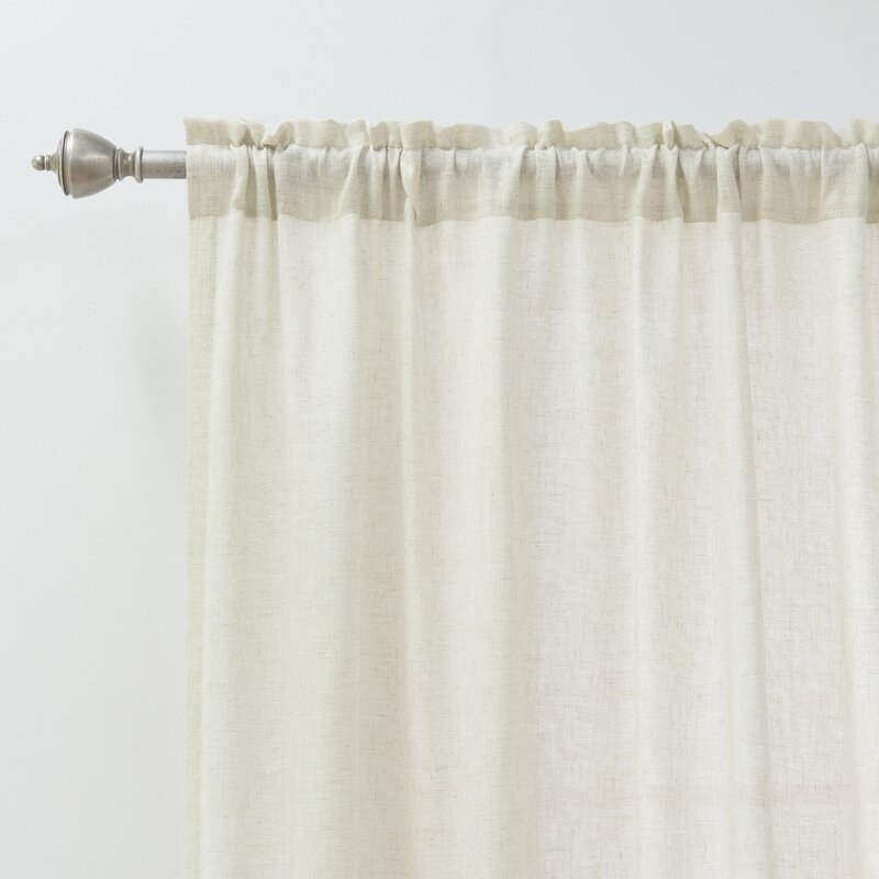 Newnan Blend Ruffle Solid Room Darkening Thermal Rod Pocket Single Curtain Panel - Image 3
