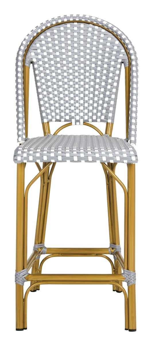 Gresley Indoor-Outdoor Stacking French Bistro Counter Stool - Grey/White - Safavieh - Image 0