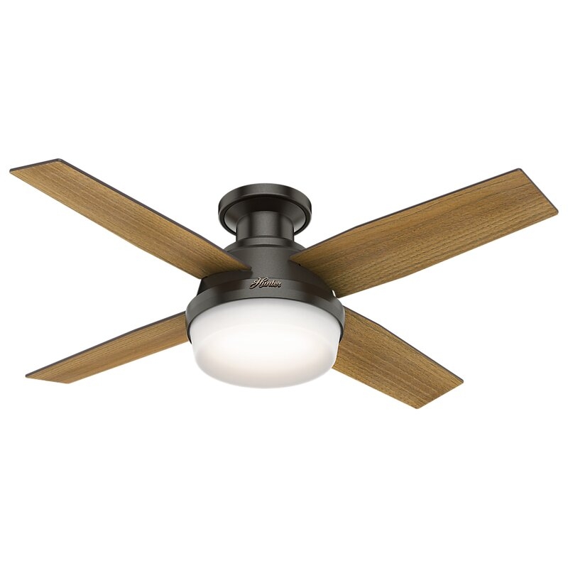 44" Dempsey Low Profile 4-Blade Ceiling Fan with Remote, Light Kit Included - Image 0