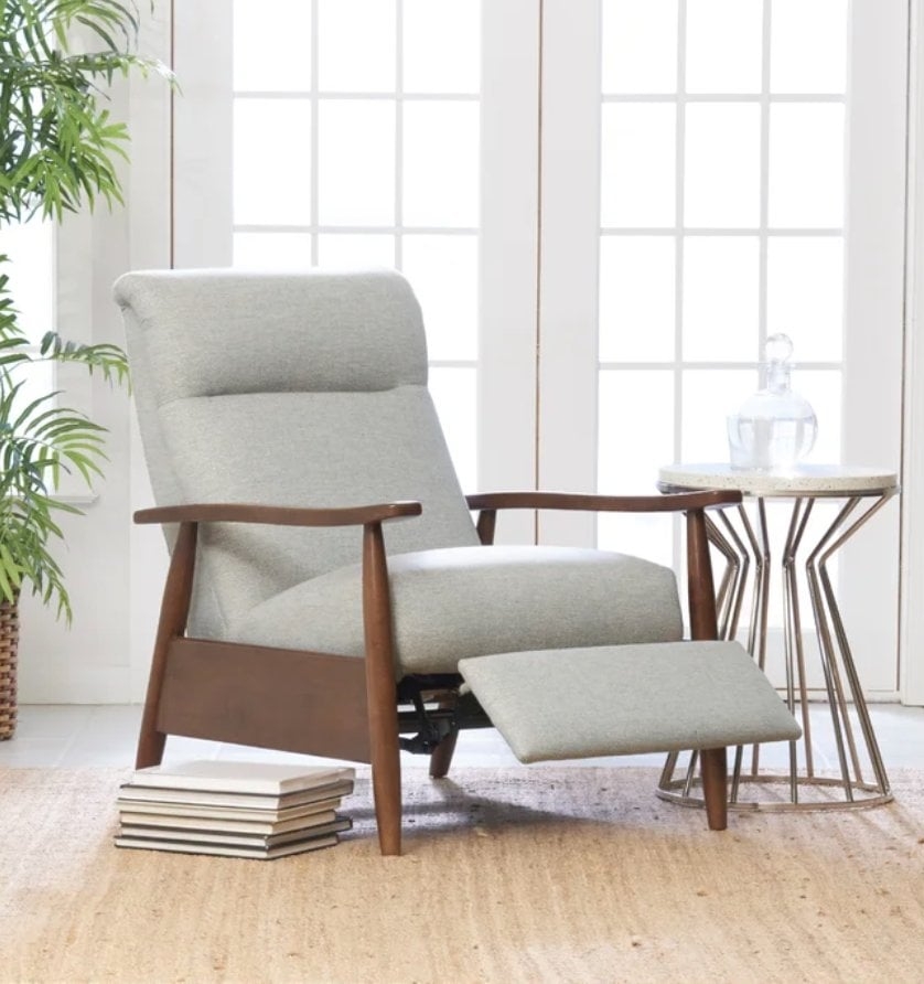 Ardi High Leg Reclining Chair - 'Nobletex Rain' - Image 1