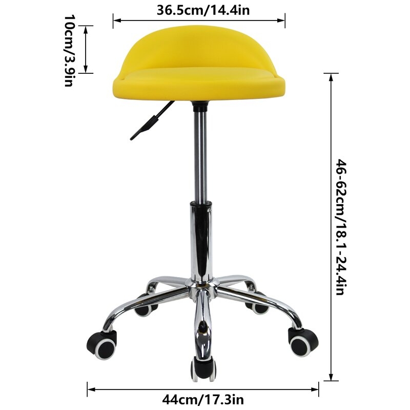 PU Leather Round Rolling Height Adjustable Lab Stool with Footrest - Image 1