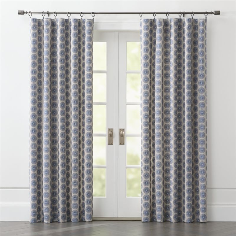 Aubrey Blue Embroidered Curtain Panel 50"x108" - Image 0