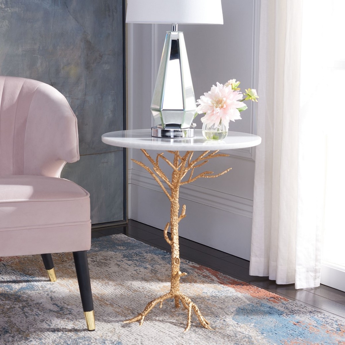 Carolyn Rooted Accent Table - White/Gold - Safavieh - Image 2