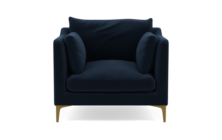 Caitlin by The Everygirl Chairs in Navy Fabric with Brass Plated legs - Image 0