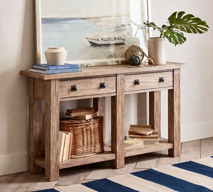 Benchwright 54" Wood Console Table with Drawers, Seadrift - Image 1