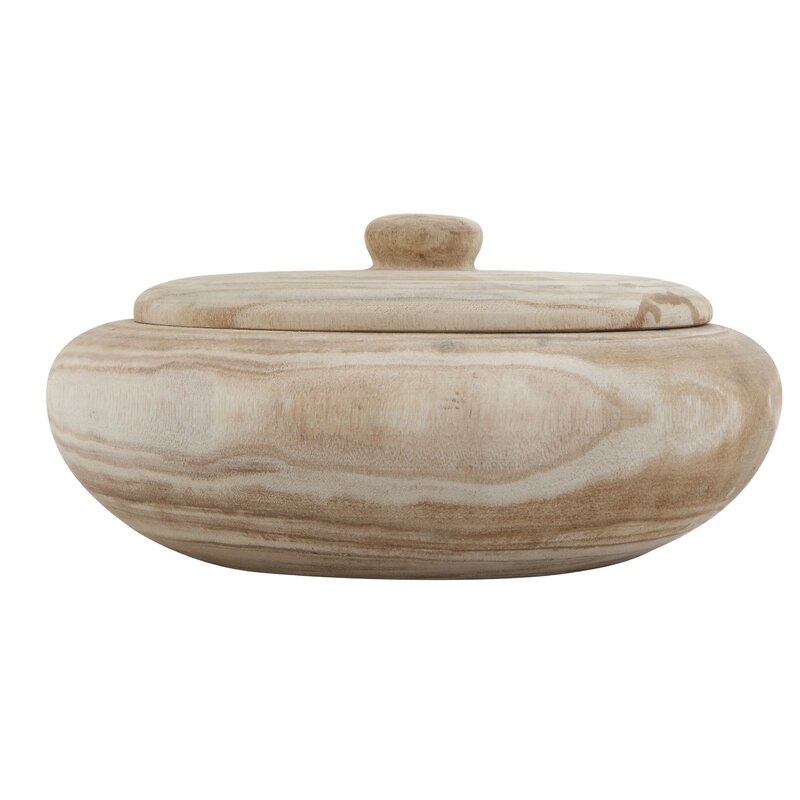 Decorative Paulownia Wood Storage Jar - Image 0