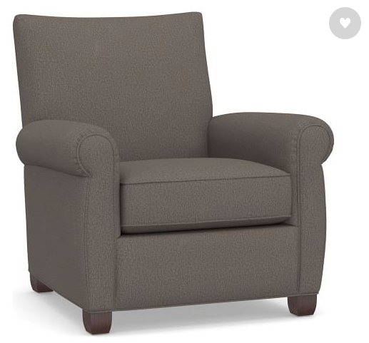Grayson Roll Arm Upholstered Armchair, Polyester Wrapped Cushions, Performance Heathered Tweed Graphite - Image 0