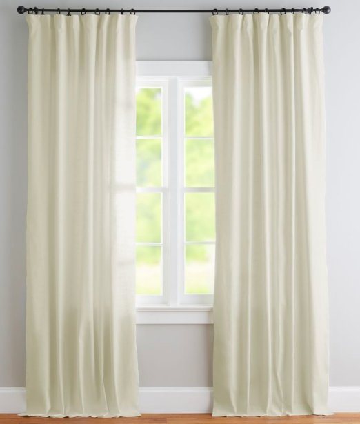 Custom Emery Linen/Cotton Rod Pocket Curtain, Ivory, 114 x 84" - Image 1